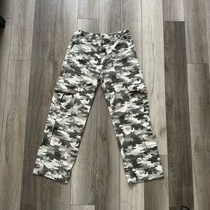 Gray/Green and White Camo Cargo Pants